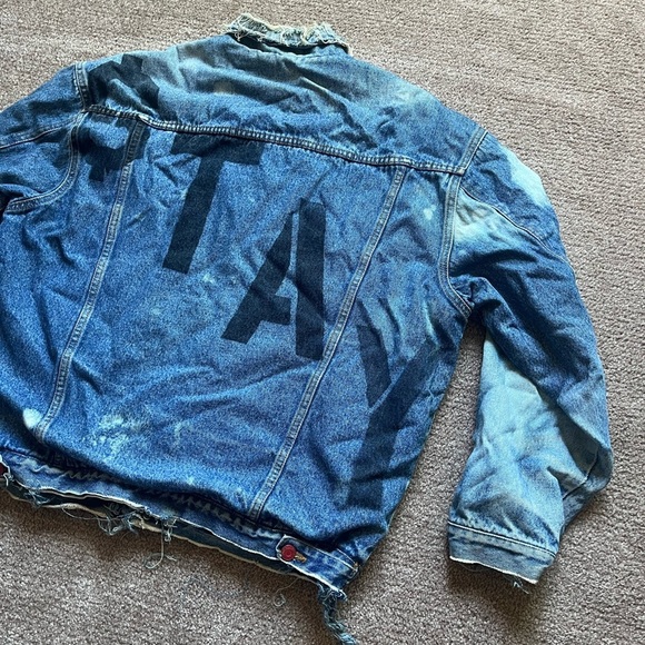 VTG 80’s Thrashed Distressed Denim Sherpa Jacket - Picture 8 of 8